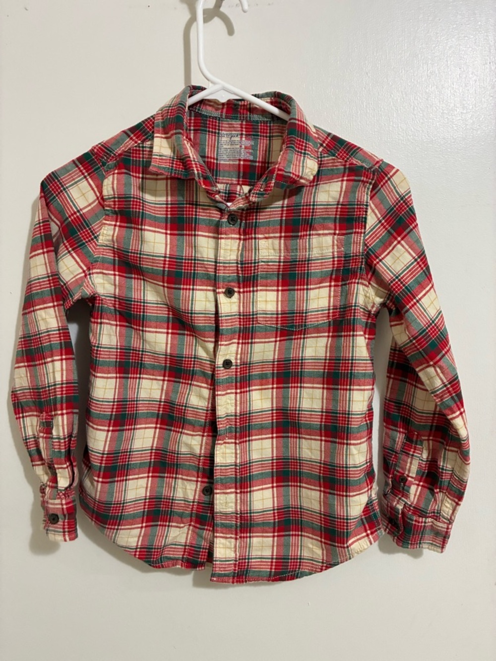 Cat & Jack Red and Cream Plaid Button-Down Shirt